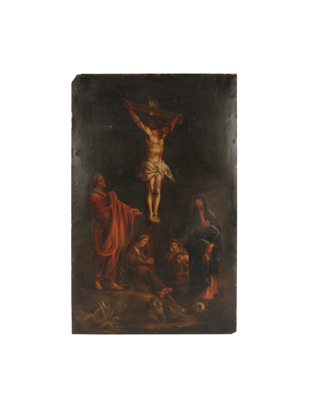 Antique 19th century oil painting 'The crucifixion'
