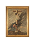 The crucifixion of Christ oil on canvas painting signed 1934