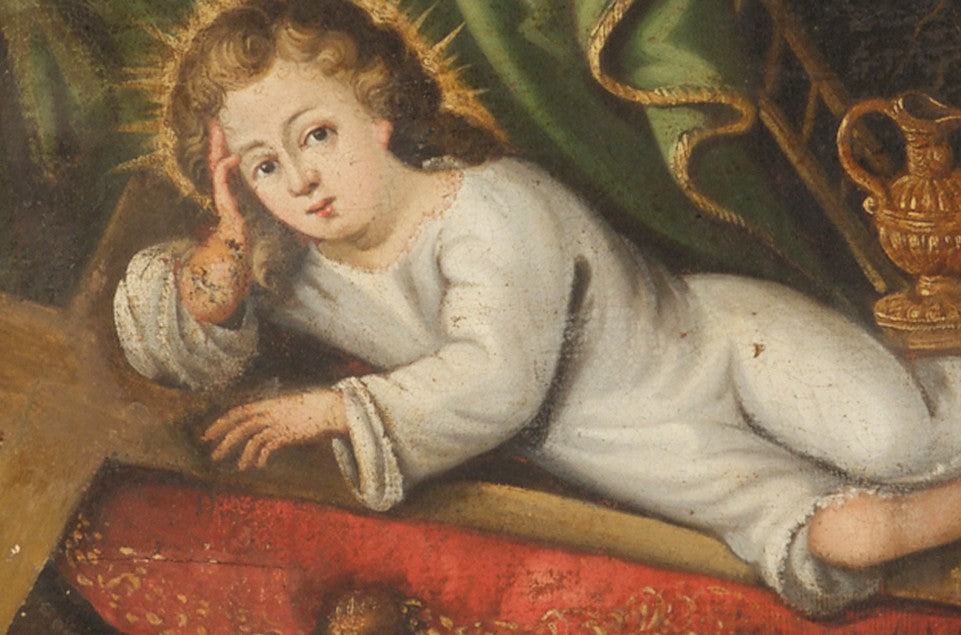 Antique 19th century Painting  Oil on canvas 'The Christ Child'