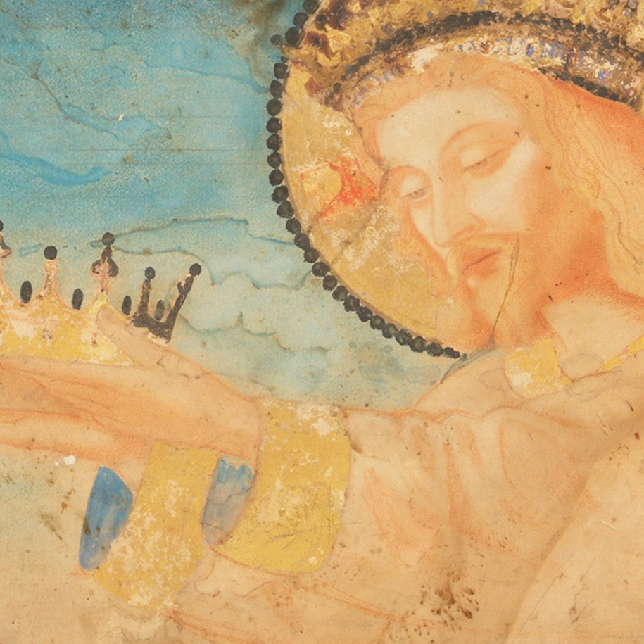 Antique painting original 17th century 'Christ as the king of heaven'