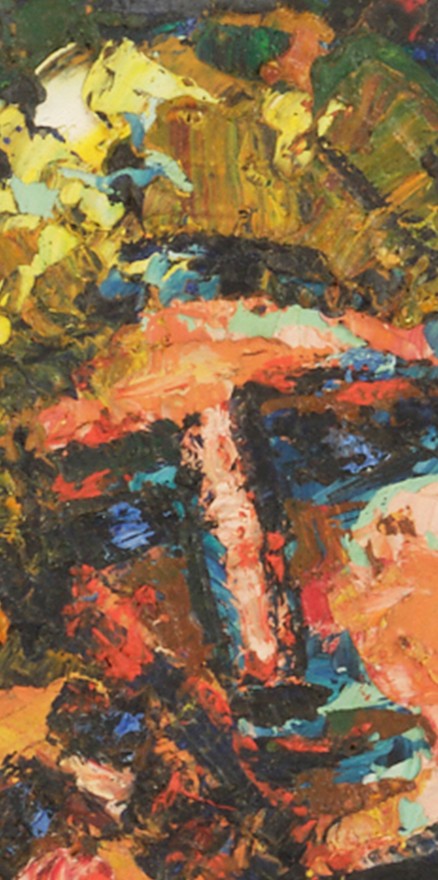 Vintage abstract painting of Madonna signed by Jadvyga Paukstiene 1967
