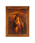 Antique 19th century oil painting 'Descending from the cross' framed and signed