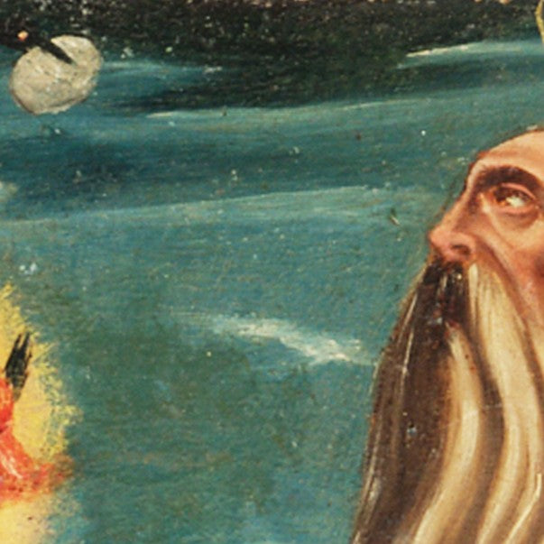 Spanish school 18th century oil painting 'St Paul and the raven'