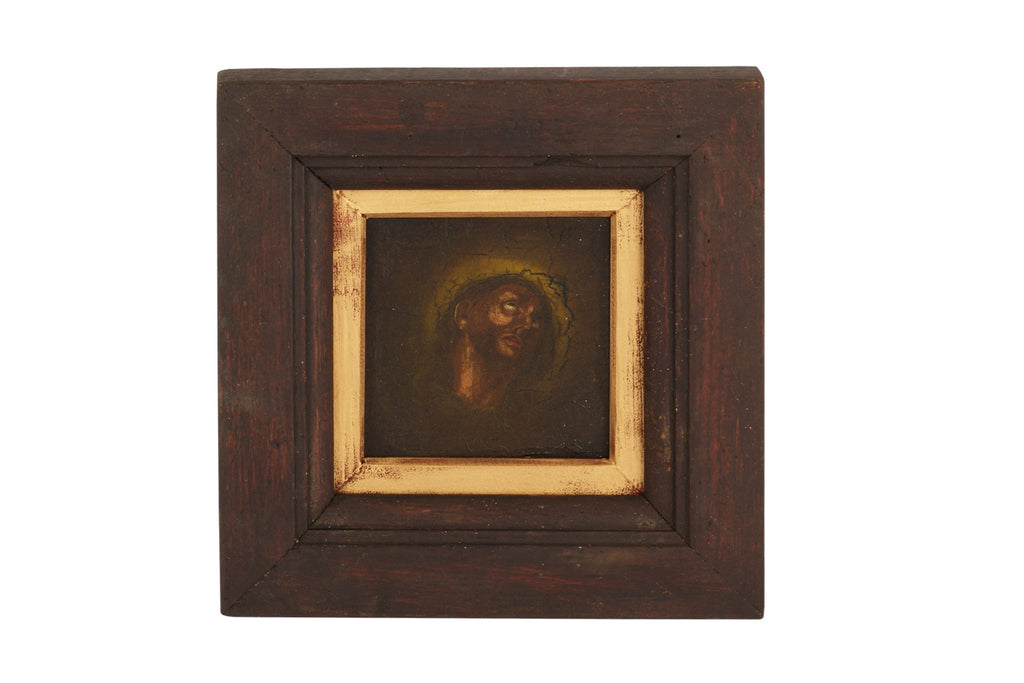 Antique 17th century oil painting Jesus Christ Crown of Thorns