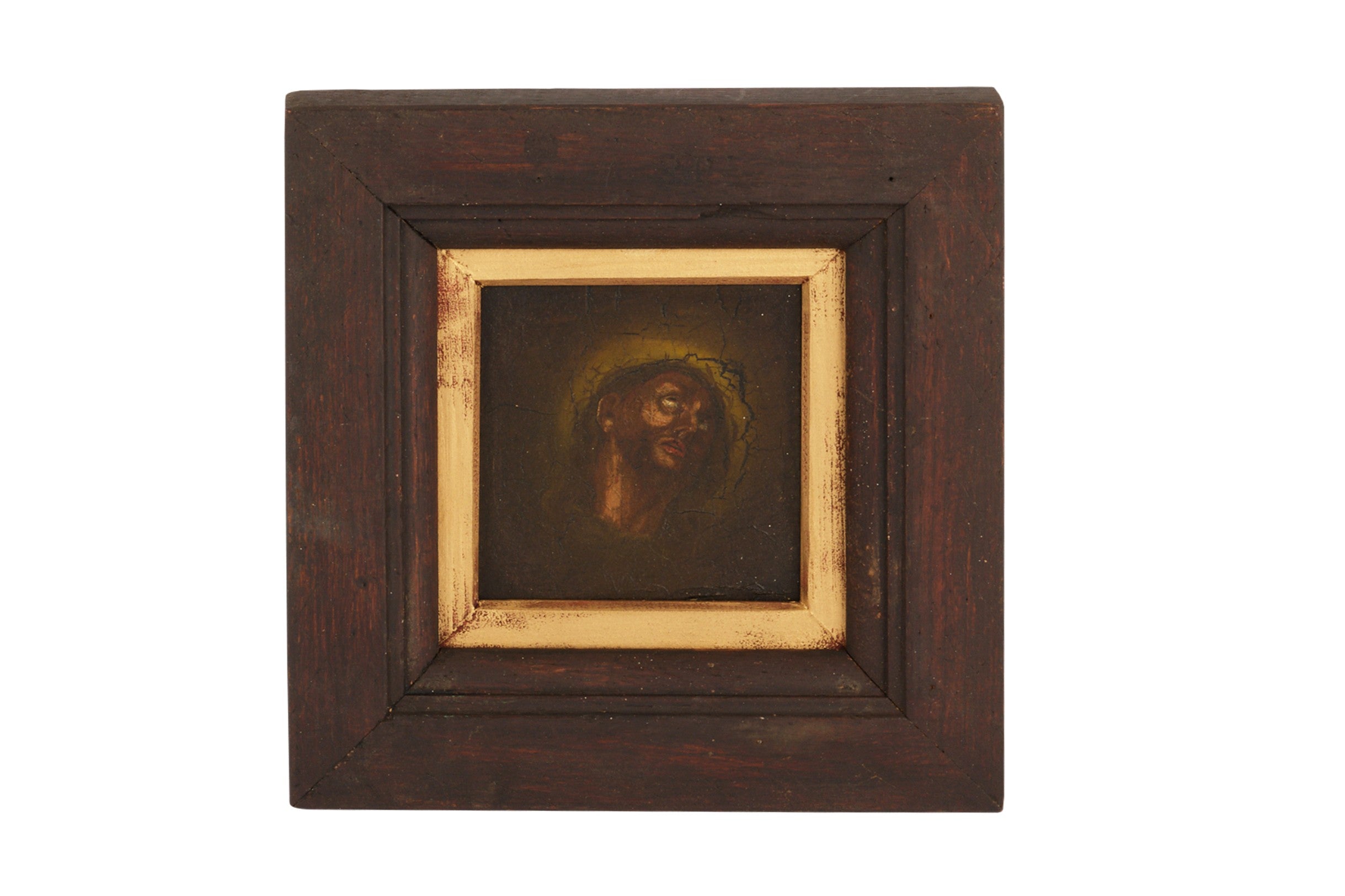 Antique 17th century oil painting Jesus Christ Crown of Thorns