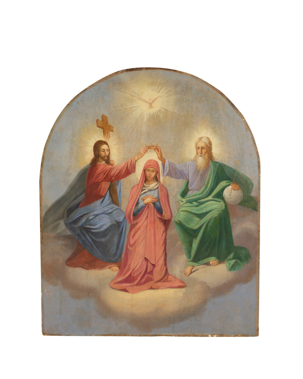 Antique 18th century oil painting 'The coronation of the virgin'