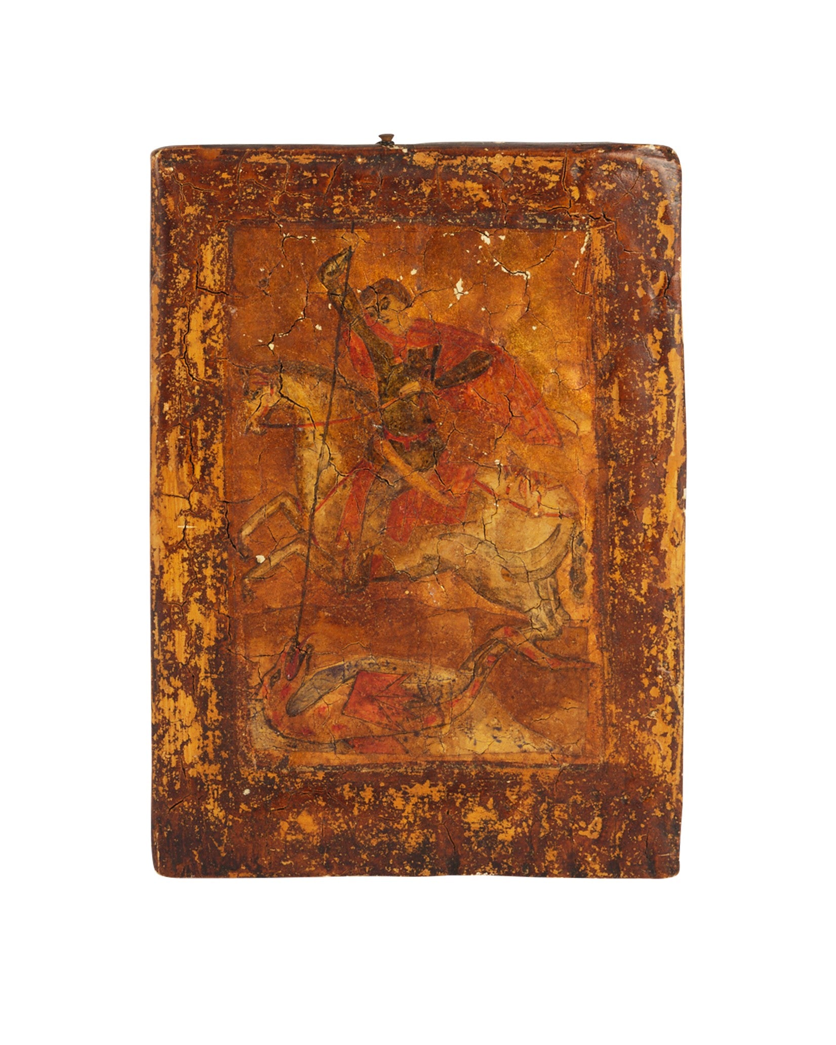 Antique 17th century painting St George and the dragon