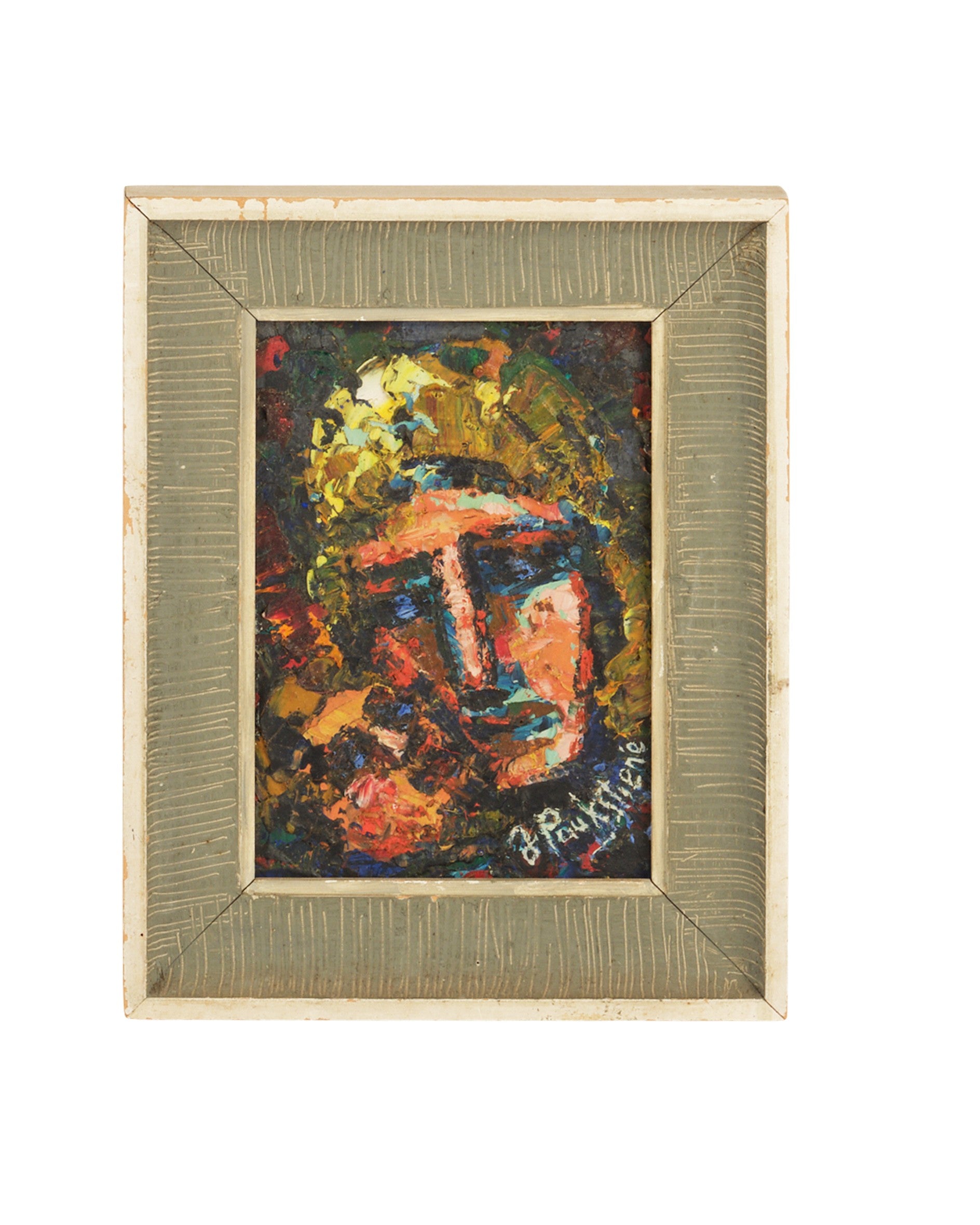 Vintage abstract painting of Madonna signed by Jadvyga Paukstiene 1967