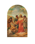Antique 19th century Oil Painting on metal, Jesus stripped of his Garments
